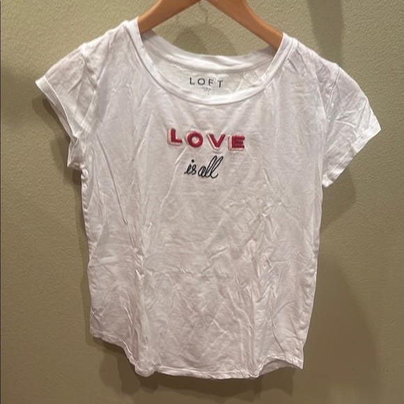 LOFT White and Red Short Sleeve Tee - Picture 2 of 8